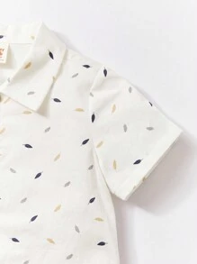 Cozy Pixies Baby Boy Striped Shirt & Shorts & Leaf Print Shirt