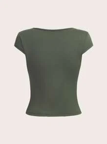 ROMWE Fairycore 蝴蝶圖案T恤 - 綠色 - 查看 2