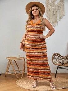 SHEIN VCAY con patrón geométrico Top de tirantes & Falda - Multicolor - Ver 4