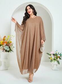 Al Najma Hơn tay cánh Váy sequin - Cà phê nâu - Xem 1