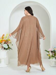 Al Najma Hơn tay cánh Váy sequin - Cà phê nâu - Xem 2