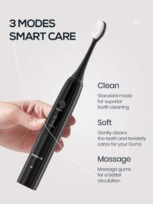 Mornwell Electric Toothbrush, 1Pc Black Abs Electric Toothbrush With 8Pcs Brush Head Whitening Toothbrush Teeth Cleaning Kit For Tooth Care - Black - View 2