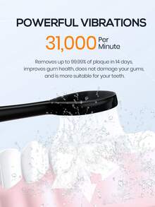 Mornwell Electric Toothbrush, 1Pc Black Abs Electric Toothbrush With 8Pcs Brush Head Whitening Toothbrush Teeth Cleaning Kit For Tooth Care - Black - View 3