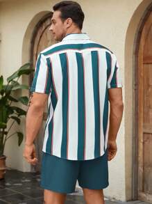 Manfinity RSRT Nam Plus In sọc Áo sơ mi & Quần short - Nhiều màu - Xem 2