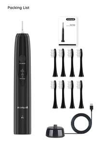 Mornwell Electric Toothbrush, 1Pc Black Abs Electric Toothbrush With 8Pcs Brush Head Whitening Toothbrush Teeth Cleaning Kit For Tooth Care - Black - View 7