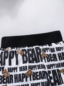 Autumn Baby Boys' Zip-Up Jacket & Pants Set, Cute Bear & Letter Print Outfit - Multicolor - View 6