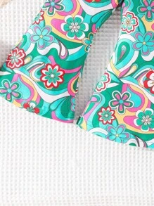 嬰兒印花吊帶上衣&喇叭褲 - 綠色 - 查看 7