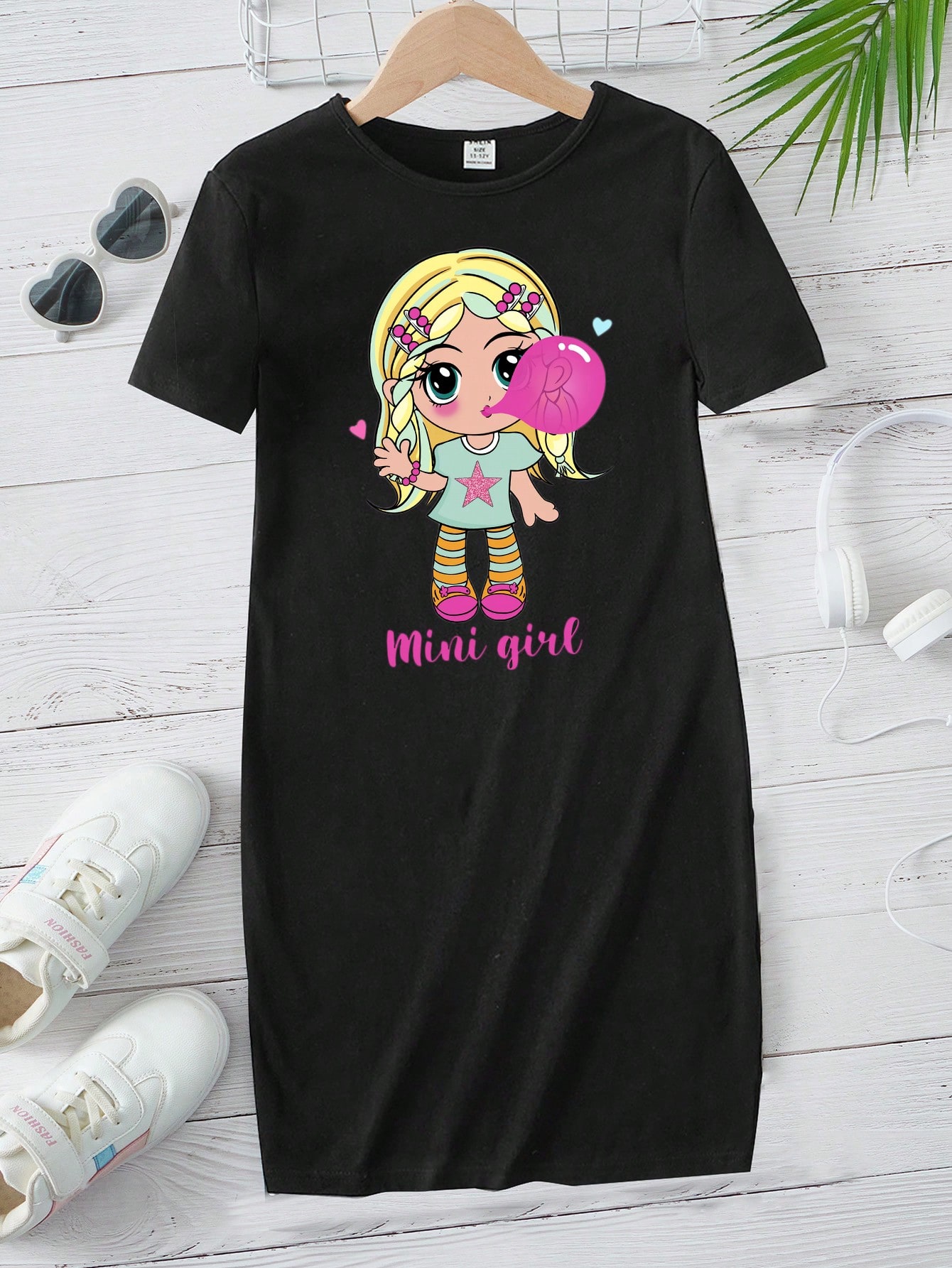 Tween Girl Figure & Letter Graphic Tee Dress for Sale Australia New