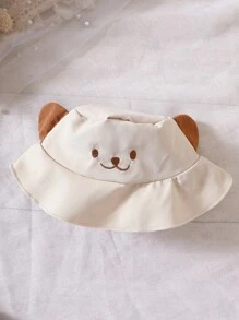 SHEIN Baby Cartoon Graphic Overall Romper & Hat - Khaki - View 3