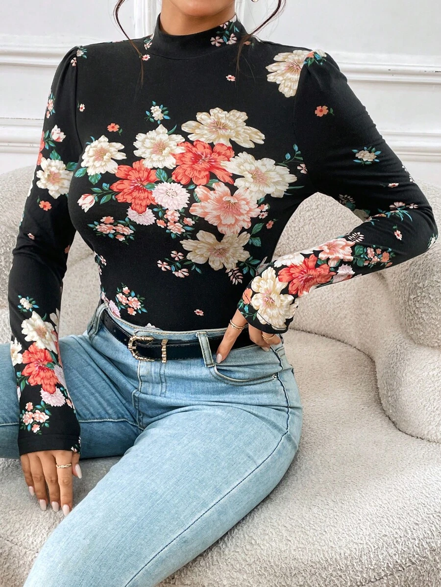 SHEIN Clasi 印花小高領T恤 - 彩色 - 查看 1