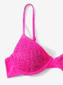 SHEIN Swim Summer Beach Smocked Underwire Bikini Set - Pink - View 3