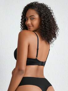 Ocili 彈力光滑黑色螺紋前無痕女式內衣和胸衣 - 黑色 - 查看 2