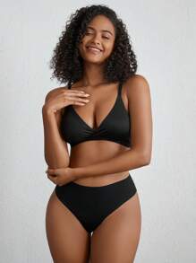 Ocili 彈力光滑黑色螺紋前無痕女式內衣和胸衣 - 黑色 - 查看 6