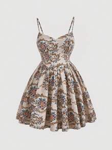 SHEIN MOD Plus Floral Print Cami Dress - Multicolor - View 1