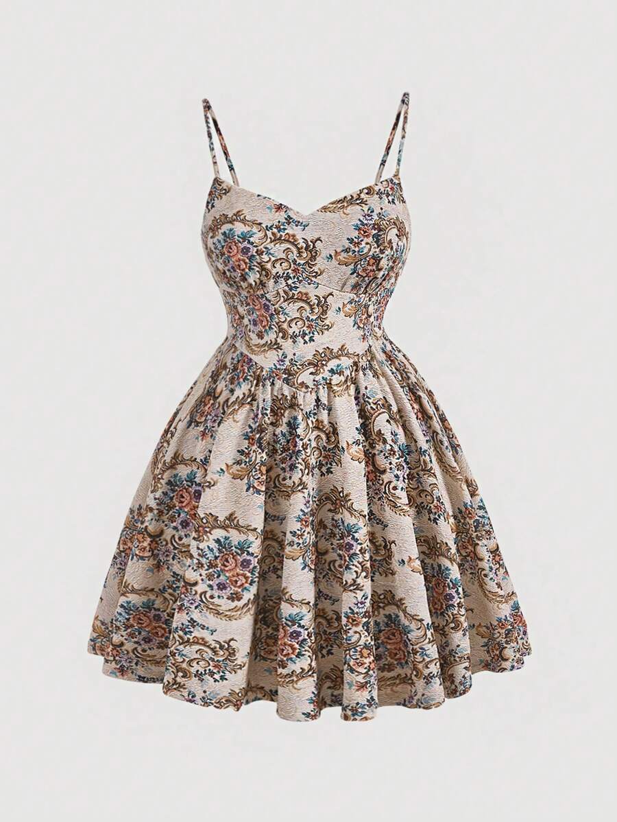 SHEIN MOD Plus Floral Print Cami Dress - Multicolor - View 1