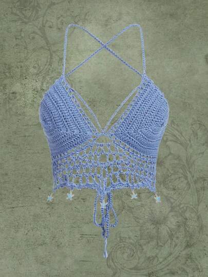 Fairycore Mermaid Hollow Out Crop Knit Top