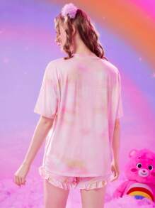 ROMWE X Care Bears Bộ đồ ngủ nhuộm họa tiết hoạt hình, trường học - Nhiều màu - Xem 2