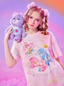 ROMWE X Care Bears Bộ đồ ngủ nhuộm họa tiết hoạt hình, trường học - Nhiều màu - Xem 5