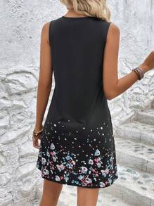 SHEIN LUNE Đầm Túi Hoa Giải trí - màu đen - Xem 2