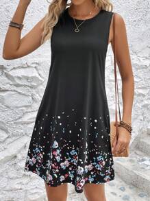 SHEIN LUNE Đầm Túi Hoa Giải trí - màu đen - Xem 3