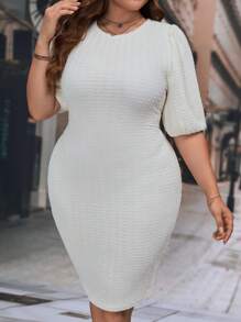 SHEIN Clasi Hơn Chất rắn Ống tay áo Váy bodycon - trắng - Xem 6