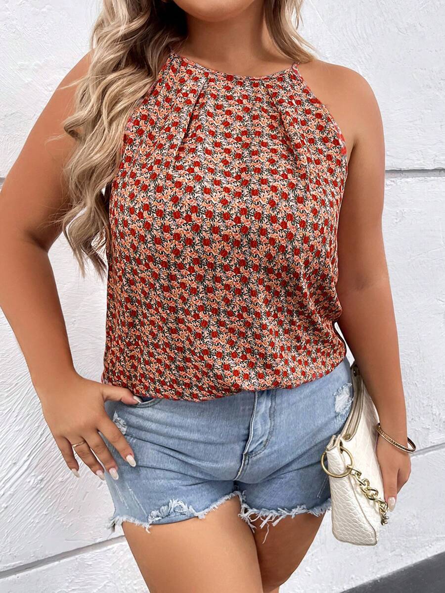SHEIN Clasi Plus Ditsy Floral Print Cami Top - Multicolor - View 1
