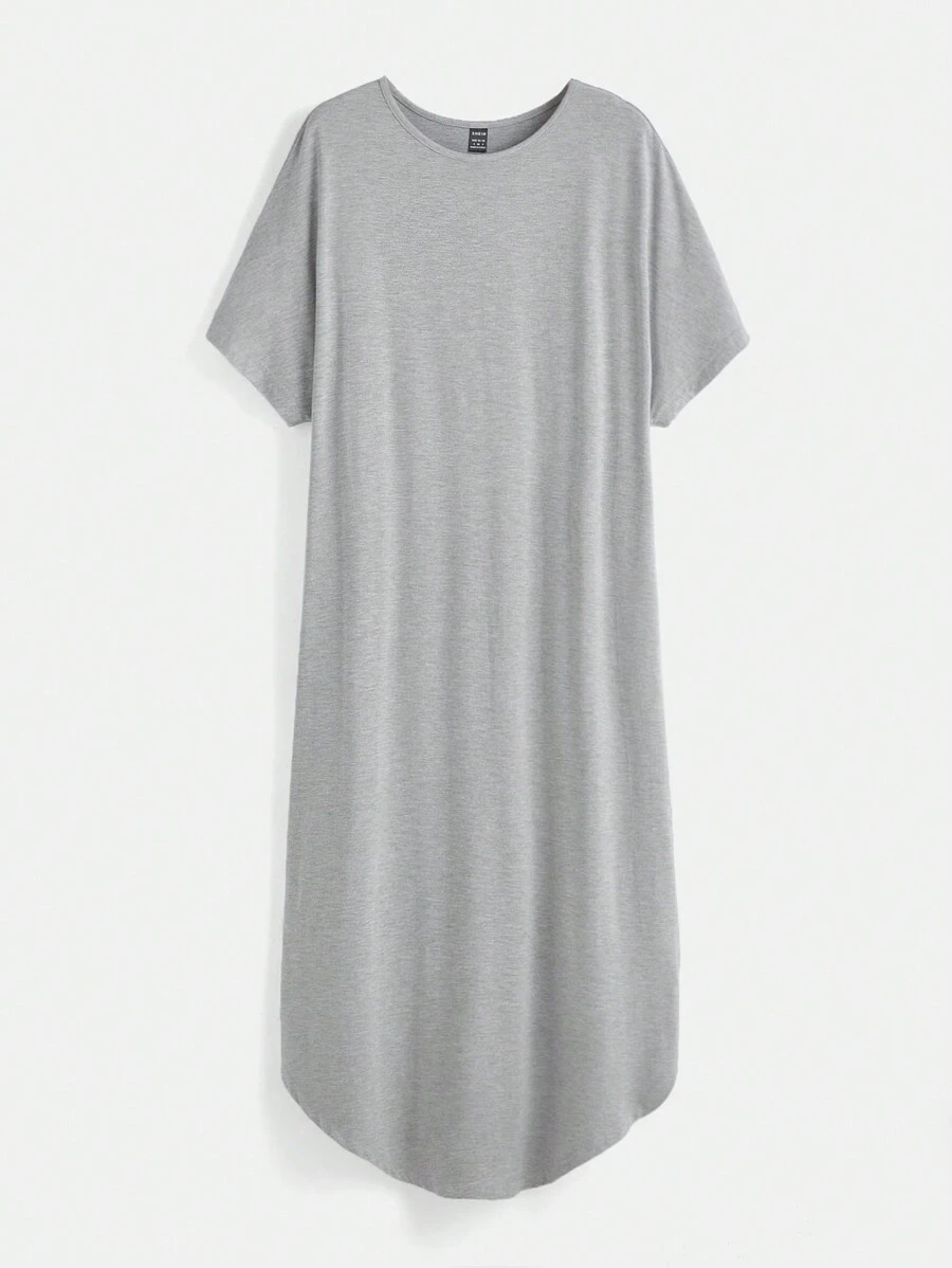 SHEIN BASICS Đầm màu trơn Giải trí - Màu Xám nhạt - Xem 1