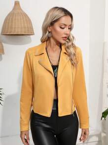 RELISH NOLESS Zip Up Biker Jacket - Yellow - View 1