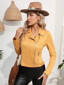 RELISH NOLESS Zip Up Biker Jacket - Yellow - View 8
