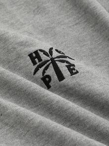 DAZY Nam Áo polo Bông Đồ họa Chữ cái Viền tương phản - Xám - Xem 3