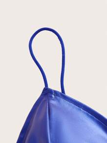 SHEIN ICON 素色PU皮革吊帶上衣 - 寶藍色 - 查看 4