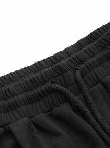 DAZY Men Cotton Slant Pocket Drawstring Waist Shorts Men Jogger Shorts - Black - View 2