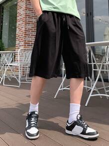 DAZY Men Cotton Slant Pocket Drawstring Waist Shorts Men Jogger Shorts - Black - View 5