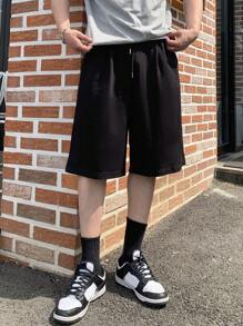 DAZY Men Cotton Slant Pocket Drawstring Waist Shorts Men Jogger Shorts - Black - View 7