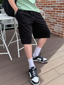 DAZY Men Cotton Slant Pocket Drawstring Waist Shorts Men Jogger Shorts - Black - View 9