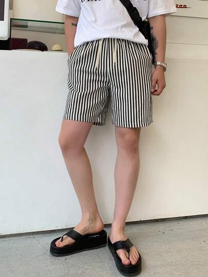 DAZY 男士條紋圖案腰部抽繩短褲