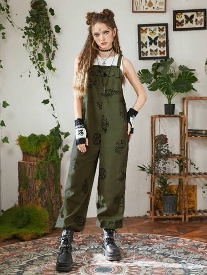 Hippie Graphic Overall Jumpsuit Without Tee