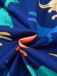 SHEIN 嬰兒男童恐龍印花背心和短褲套裝 - 藍色 - 查看 4