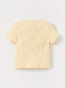 Cozy Pixies Baby Girl Solid Textured Tee & Shorts For Summer