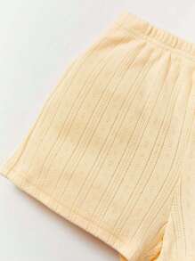 Cozy Pixies Baby Girl Solid Textured Tee & Shorts For Summer