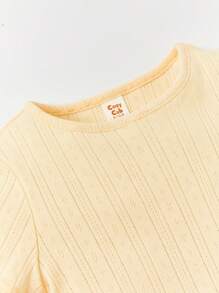 Cozy Pixies Baby Girl Solid Textured Tee & Shorts For Summer