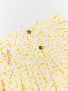 Cozy Pixies 嬰兒碎花荷葉邊荷葉袖娃娃襯衫 - 黃色 - 查看 4