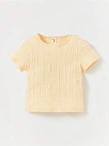 Cozy Pixies Baby Girl Solid Textured Tee & Shorts For Summer