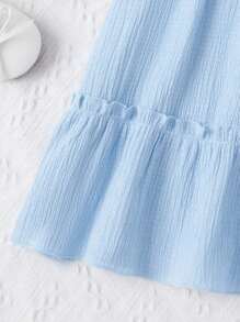 SHEIN Girls Striped Print Ruffle Hem Dress - Baby Blue - View 4