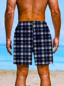 Surfspeed 男士格紋印花腰部抽繩泳褲 - 彩色 - 查看 2