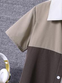 SHEIN cậu bé mười hai Khối màu Đã vá Túi Áo sơ mi & Quần short Without Tee - Nhiều màu - Xem 4