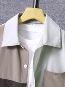 SHEIN cậu bé mười hai Khối màu Đã vá Túi Áo sơ mi & Quần short Without Tee - Nhiều màu - Xem 5