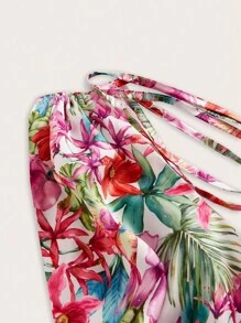 Patishop Art 印花肩上打結連衣裙 - 彩色 - 查看 4