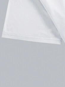 ROMWE MEN Grunge Punk Men Cotton Letter Heart & Floral Graphic Tee - White - View 3