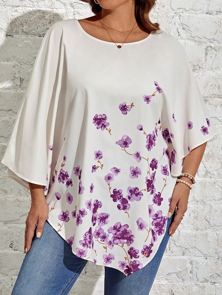 EMERY ROSE Hơn In hoa tay cánh Áo sơ mi - Nhiều màu - Xem 5